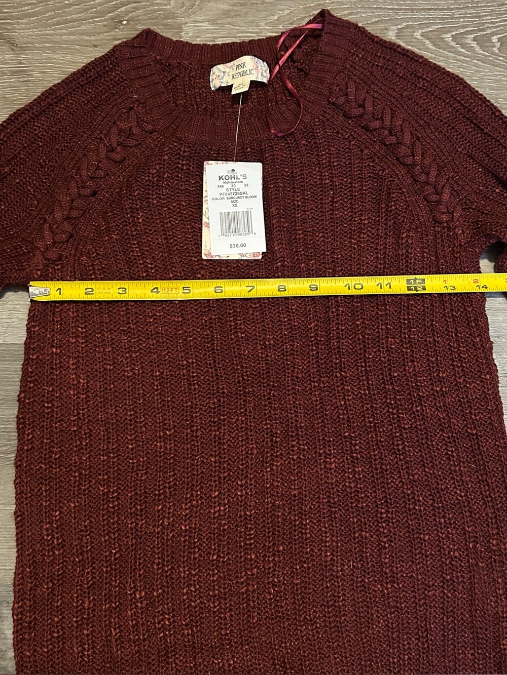 NWT XS Pink Republic Burgundy Knit Swetaer - Picture 6 of 7